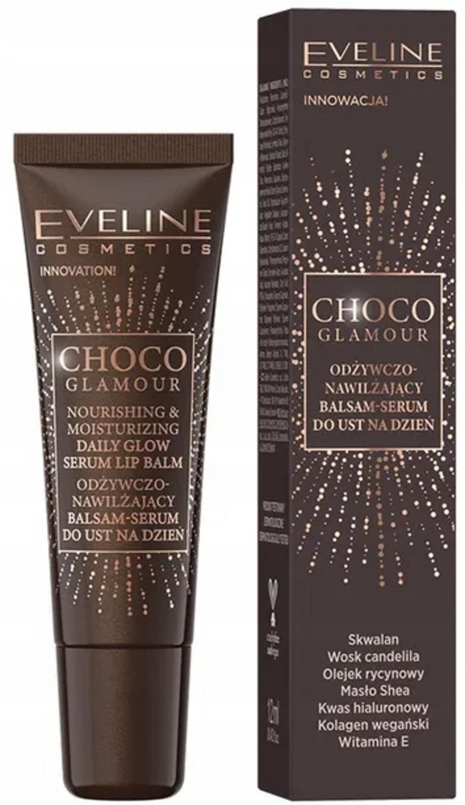 Eveline Cosmetics, Choco Glamour, Ενυδατικό, Βάλσαμο Χειλιών, 12 ml
