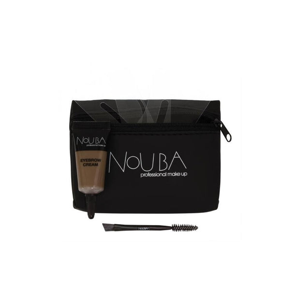 10 Σετ Nouba: Nouba, Πινέλο Φρυδιών + Nouba, Τζελ Φρυδιών, 7 ml + Υφασμάτινο Νεσεσέρ Μακιγιάζ, Black