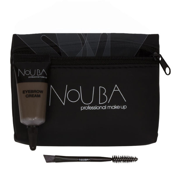 20 Σετ Nouba: Nouba, Πινέλο Φρυδιών + Nouba, Τζελ Φρυδιών, 7 ml + Υφασμάτινο Νεσεσέρ Μακιγιάζ, Black