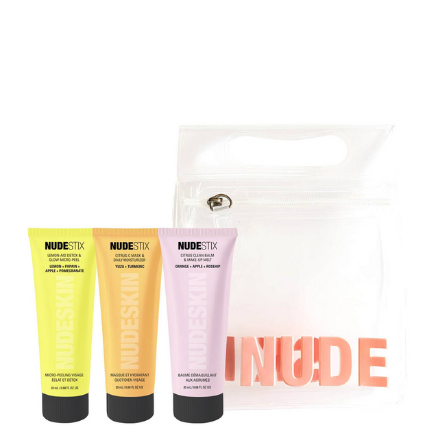 3-Step Citrus Renew Σετ Nudestix: Lemon-Aid Detox & Glow, Χωρίς Parabens, Κατά της Θαμπάδας, Λοσιόν Πήλινγκ, 20 ml + Nudeskin Citrus-C, Ενυδατικό, Μάσκα Σε Μορφή Κρέμας, Για το Πρόσωπο, 20 ml + Nudeskin, Citrus, Balm Καθαρισμού, Για το Πρόσωπο, 20 ml