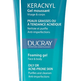 Ducray, Keracnyl, Biodegradable, Fragrance, Cleansing, Αφρόλουτρο, Για το Πρόσωπο, Oily, 200 ml