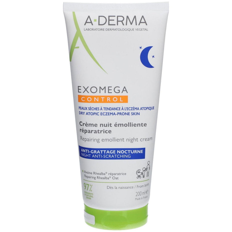 A-Derma, Exomega Control, Emollient, Κρέμα Νύχτας Για το Πρόσωπο, 200 ml
