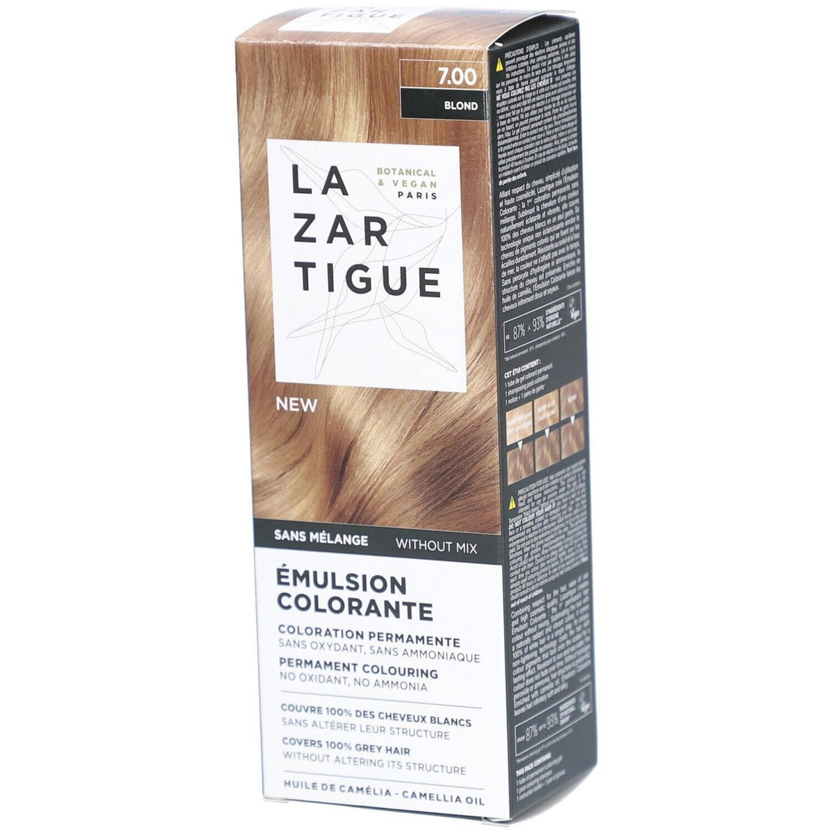 Lazartigue, Γαλάκτωμα Colorante, Ammonia, Permanent Hair Dye, 7.00 Blond, 60 ml