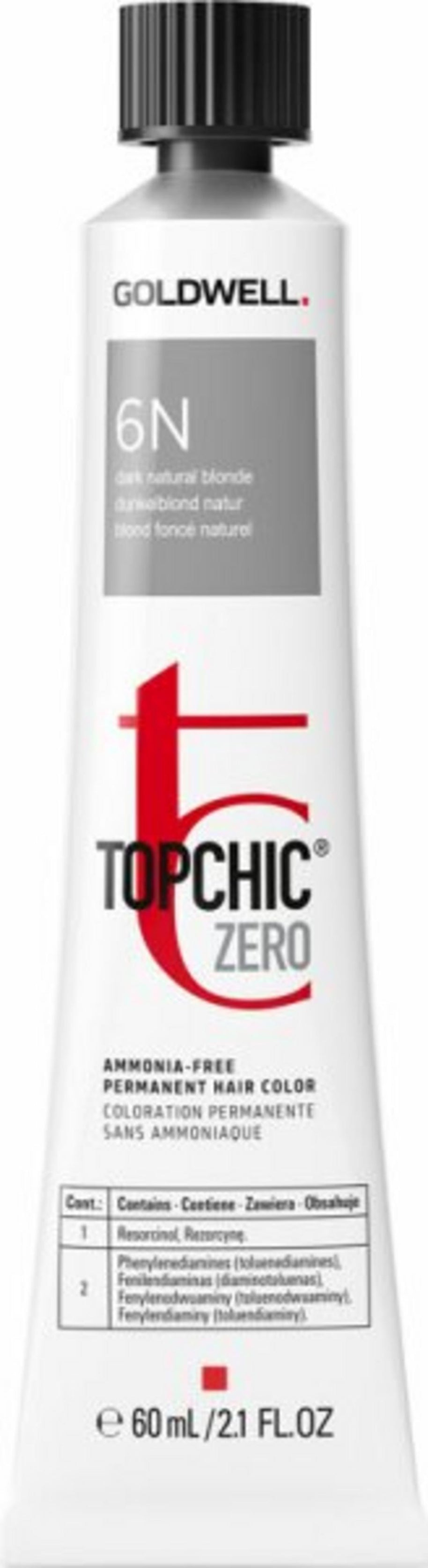 Goldwell, TopChic Zero, Μόνιμη Βαφή Μαλλιών, 6N Dark Natural Blonde, 60 ml