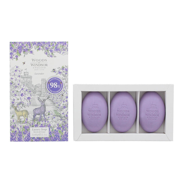 Σετ Trio, Woods Of Windsor, Lavender, Cleaning, Lavender, Massage Soap Bar, Shea butter, 3 pcs, 60 g