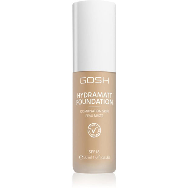 Gosh, Hydramatt, Matte, Υγρό Foundation, 006N, Medium Light, SPF 15, 30 ml