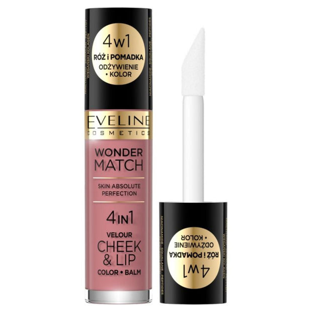 Eveline Cosmetics, Wonder Match 4in1, Βάλσαμο για Χείλη & Μάγουλα 2-Σε-1, 02, 4.5 ml