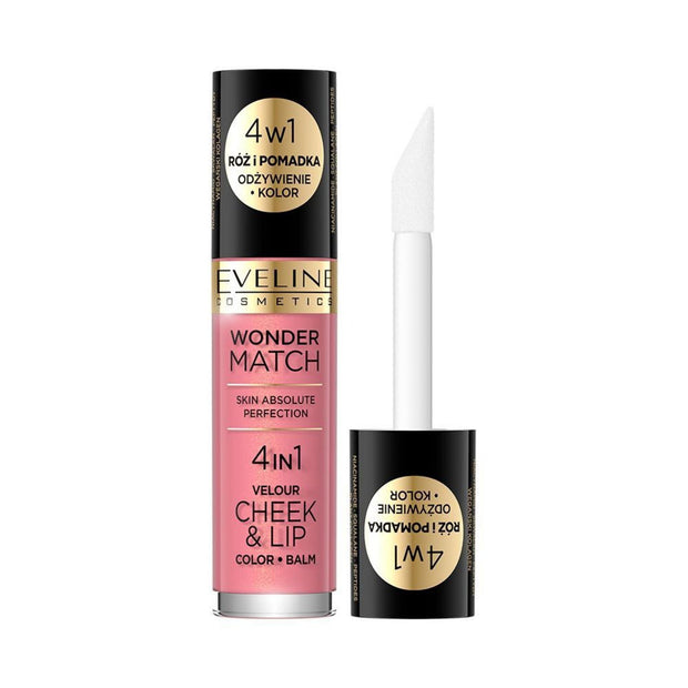 Eveline Cosmetics, Wonder Match 4in1, Βάλσαμο για Χείλη & Μάγουλα 2-Σε-1, 03, 4.5 ml