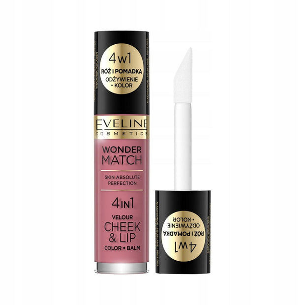 Eveline Cosmetics, Wonder Match 4in1, Βάλσαμο για Χείλη & Μάγουλα 2-Σε-1, 04, 4.5 ml