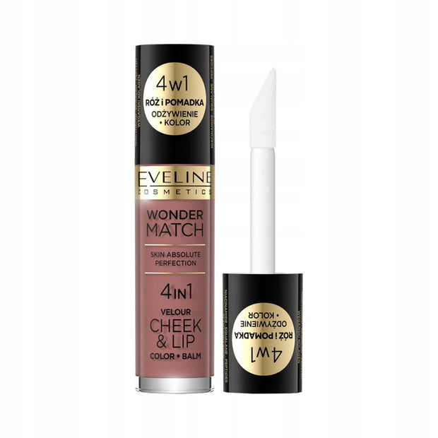 Eveline Cosmetics, Wonder Match 4in1, Βάλσαμο για Χείλη & Μάγουλα 2-Σε-1, 05, 4.5 ml