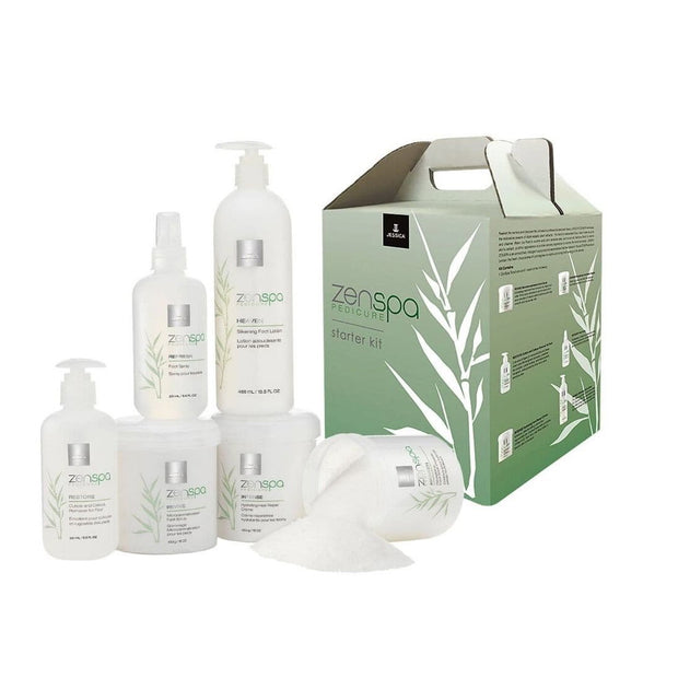 Starter Kit Σετ Jessica: ZenSpa Revive, Volcanic Pumice, Απολέπισης, Foot Scrub, 435 g + ZenSpa Restore, Aloe Vera, Cuticle Remover Gel, 251 ml + ZenSpa Intense, Vitamin E, Ενυδατικό, Foot Cream, 425 g + ZenSpa Awaken, Καταπραϋντικό, Foot Άλατα Μπάνιου
