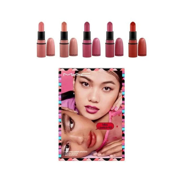 Mini Κραγιόν Kit Σετ MAC: Amplified, Matte, Κραγιόν, You Can't Chili With Us, 1.8 g *Miniature + Amplified, Matte, Κραγιόν, Double Date, 1.8 g *Miniature + Amplified, Matte, Κραγιόν, Velvet Teddy, 1.8 g *Miniature + Amplified, Matte