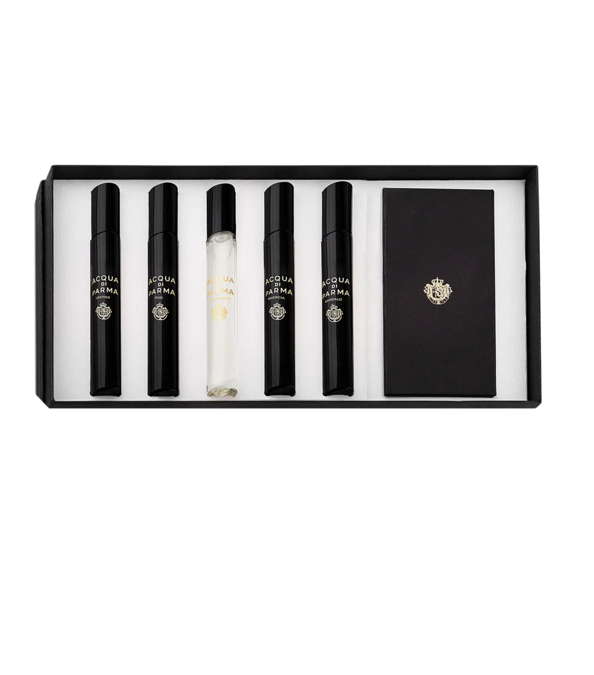 Σετ Acqua di Parma: Signatures Of The Sun - Leather, Eau De Parfum, Για Άνδρες, 7 ml + Signatures Of The Sun - Oud, Eau De Parfum, Για Άνδρες, 7 ml + Signatures Of The Sun - Osmanthus, Eau De Parfum, Για Άνδρες, 7 ml + Signatures Of The Sun - Quercia
