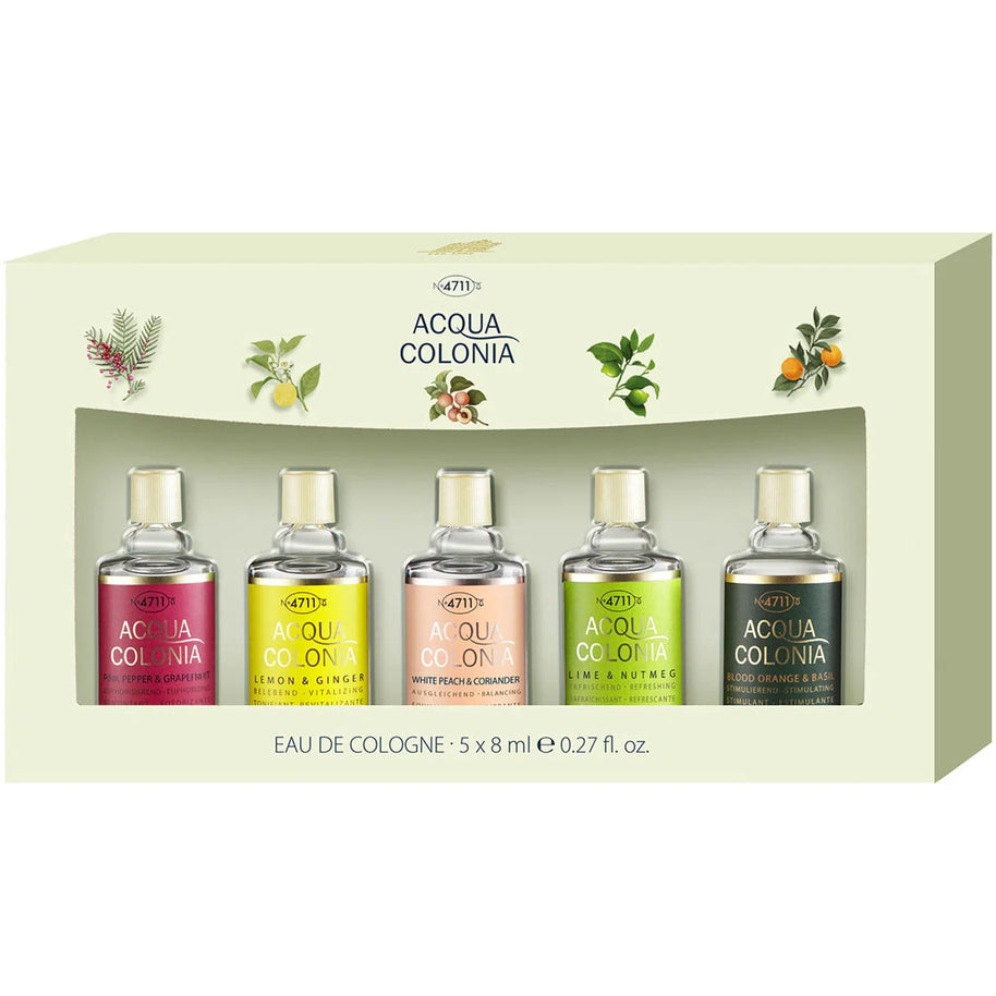 Σετ 4711: Acqua Colonia Lemon & Ginger, Eau De Cologne, Unisex, 8 ml + Acqua Colonia Lychee & White Mint, Eau De Cologne, Unisex, 8 ml + Acqua Colonia Lime & Nutmeg, Eau De Cologne, Unisex, 8 ml + Acqua Colonia Blood Orange & Basil, Eau De Cologne, U