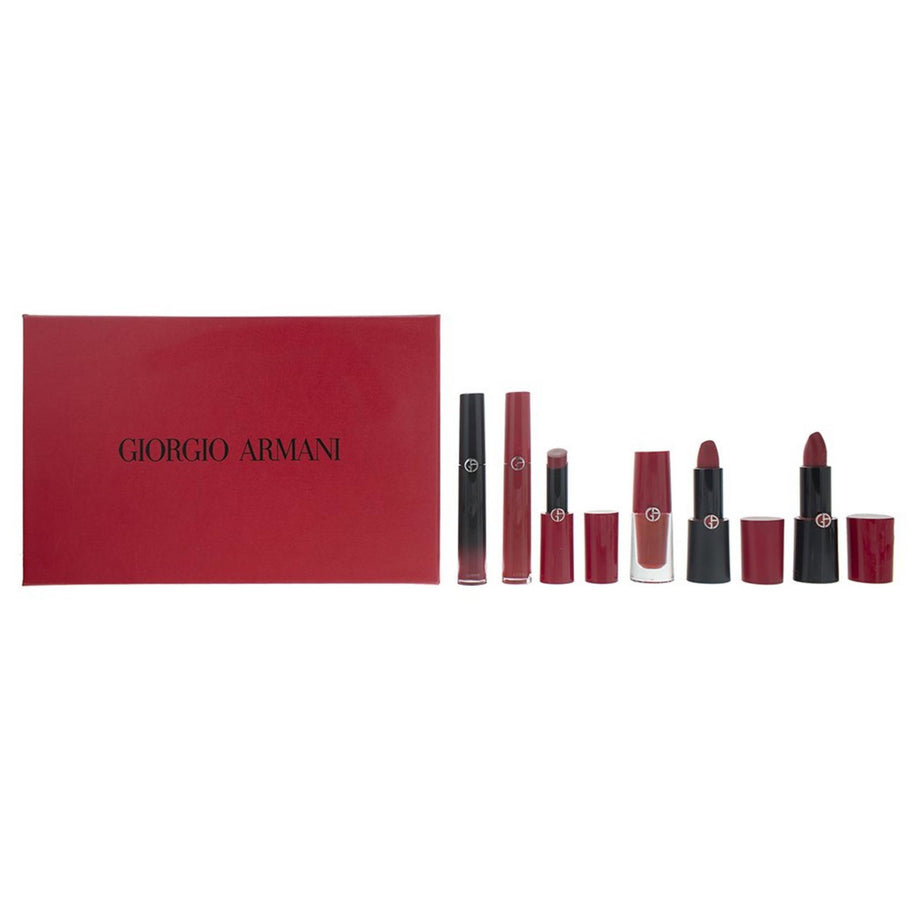 Set Giorgio Armani: Rouge d'Armani, Matte, Cream Κραγιόν, 400, Four Hundred, 4 g + Lip Maestro, Lip Stain, Υγρό Κραγιόν, 400, 6.5 ml + Lip Magnet, Υγρό Κραγιόν, 400, 3.9 ml + Ecstasy Lacquer, Shining, Lip Gloss, 400, 3 ml + Rouge d'Armani, Cream L