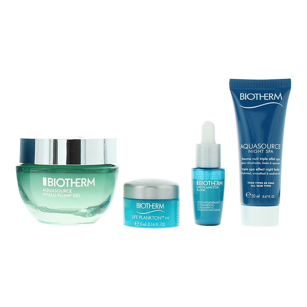 Σετ Biotherm: Aquasource Night Spa, Ενυδατικό, Night, Balm, Για το Πρόσωπο, 20 ml + Aquasource Hyalu, Hyaluronic Acid, Ενυδατικό, Plumping, Day, Gel, Για το Πρόσωπο, 50 ml + Life Plankton, Αντιγήρανσης, Morning & Evening, Κρέμα Ματιών, 5 ml + Life Pl