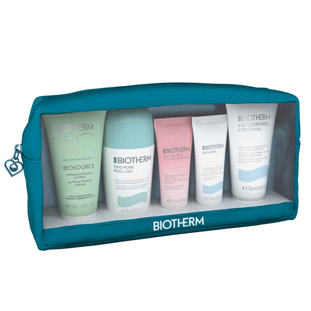 Σετ Biotherm: Biotherm, Ενυδατικό, Body Milk, 50 ml + Biosource, Καθαρισμού, Αφρός Καθαρισμού, 50 ml + Deo Pure, Καταπραϋντικό, Αποσμητικό Roll-On, Για Γυναίκες, 50 ml + Biomains, Ενυδατικό, Κρέμα Χεριών, Jasmine, 20 ml + Aquasource Cica Nut