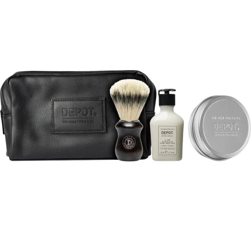 Set Depot: 400 Shave Specifics No. 408, Classic Cologne, Ενυδατικό, Balm Για Μετά το Ξύρισμα, 50 ml + 400 Shave Specifics No. 412, Ενυδατική, Shaving Soap, 100 g + Accessories No. 731 Luxury, Artificial Fiber, Για το Πρόσωπο Shaving Brush