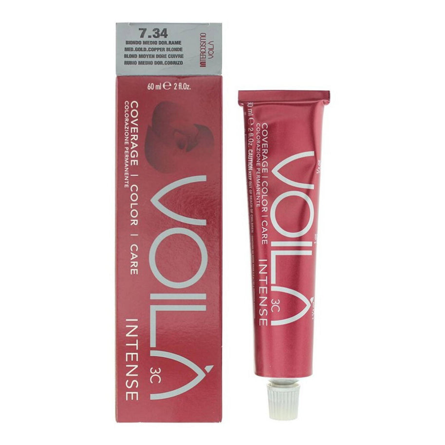 Intercosmo, Voila 3C Intense, Μόνιμη Βαφή Μαλλιών, 7.34 Medium Golden Copper Blonde, 60 ml