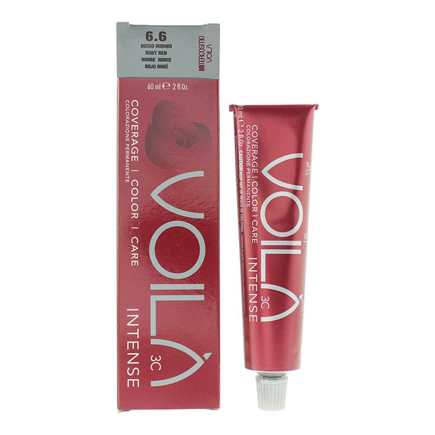 Intercosmo, Voila 3C Intense, Ammonia-Free, Μόνιμη Βαφή Μαλλιών, 6.6 Ruby Red, 60 ml