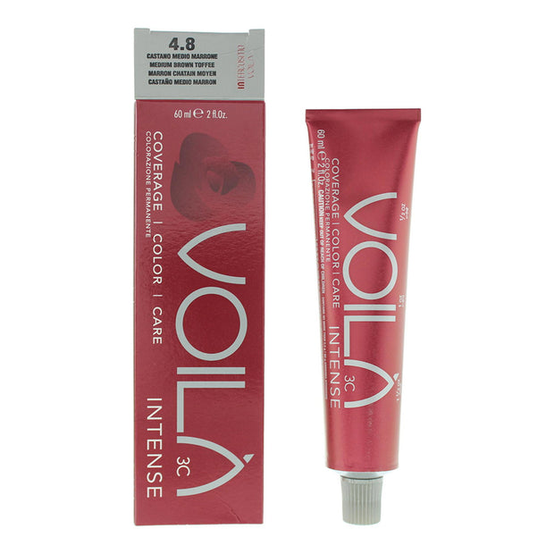 Intercosmo, Voila 3C Intense, Aqua, Μόνιμη Βαφή Μαλλιών, 4.8 Medium Brown Toffee, 60 ml