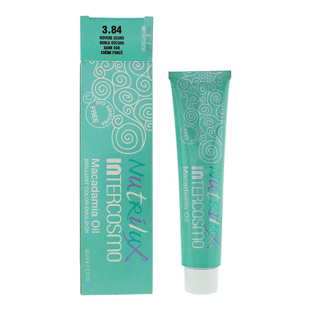 Intercosmo, Nutrilux, Macadamia Oil, Μόνιμη Βαφή Μαλλιών, 3.84 Dark Oak, 60 ml