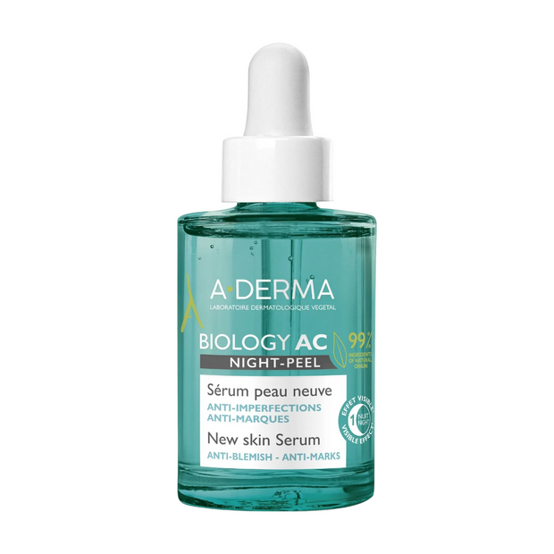 A-Derma, Biology AC, Peeling, Night, Ορός, Για το Πρόσωπο, 30 ml