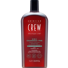 American Crew, 3-In-1, Chamomile & Pine, Σαμπουάν, Κρέμα Μαλλιών & Αφρόλουτρο 3-In-1, Ενυδατικό, 250 ml