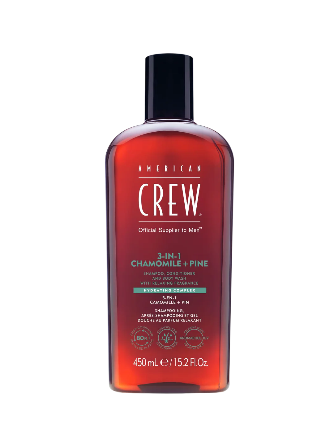 American Crew, 3-In-1 Tea Tree, Chamomile & Pine, Σαμπουάν, Κρέμα Μαλλιών & Αφρόλουτρο 3-In-1, Ενυδατικό, 450 ml