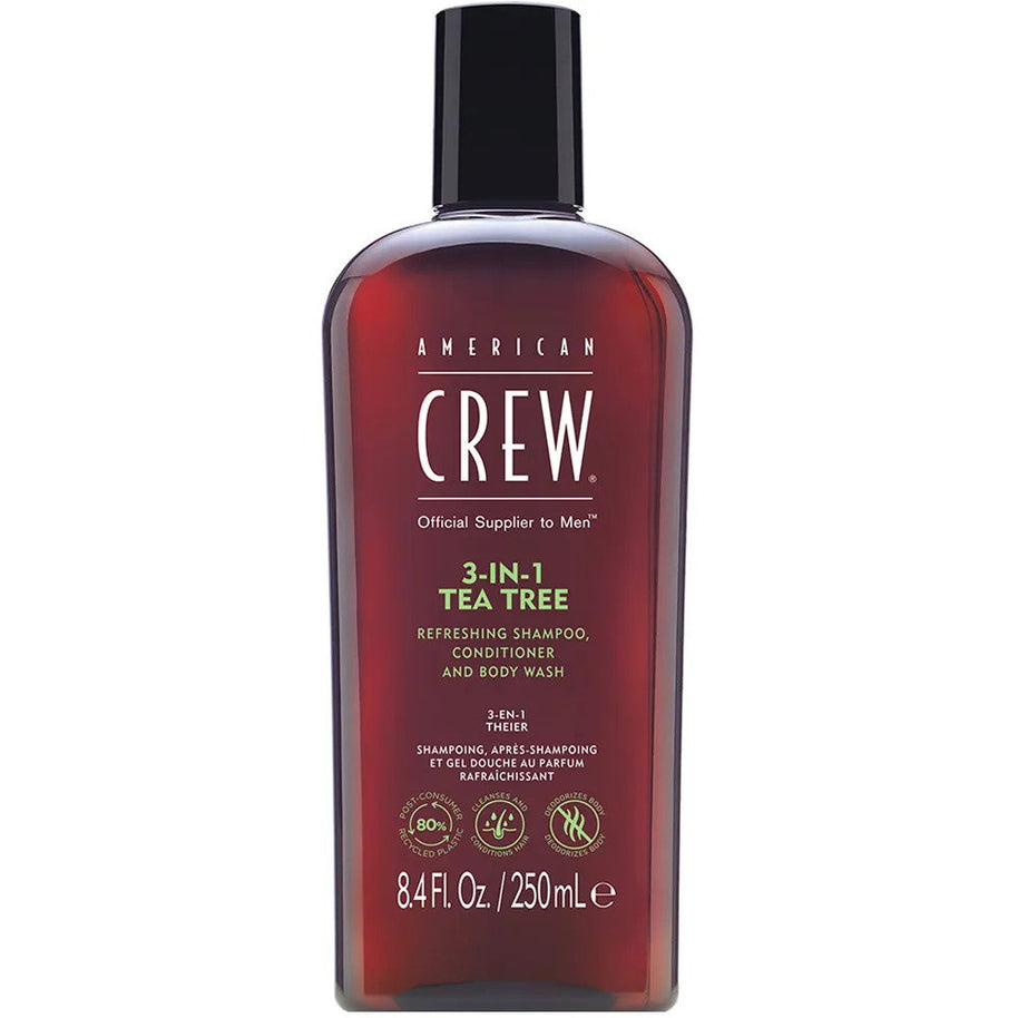 American Crew, 3-In-1 Tea Tree, Tea Tree Oil, Hair Σαμπουάν, Κρέμα Μαλλιών & Αφρόλουτρο 3-In-1, For Ενυδατικό, 250 ml