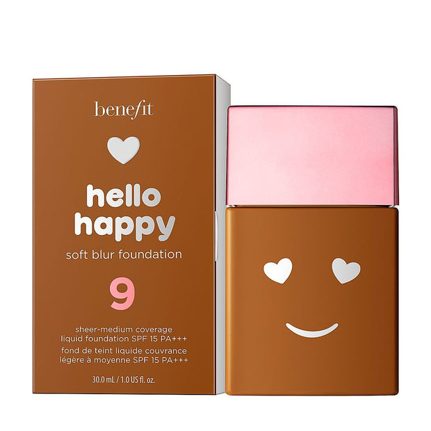Benefit, Hello Happy Soft Blur, Matte Finish, Υγρό Foundation, 09, Deep Neutral, SPF 15, 30 ml