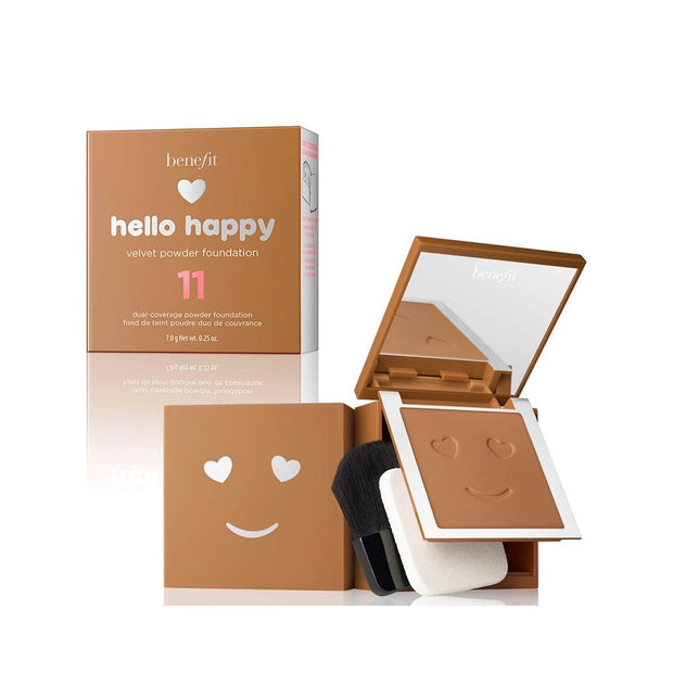 Benefit, Hello Happy Velvet, Matte Finish, Συμπαγές Foundation, 11, Dark Neutral, 7 g