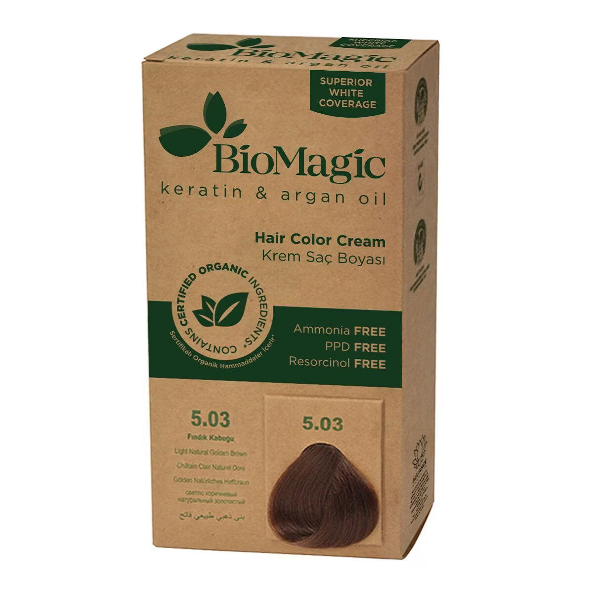Biomagic, Biomagic, Keratin & Argan Oil, Permanent Hair Dye, 5.03, 250 ml *Tester