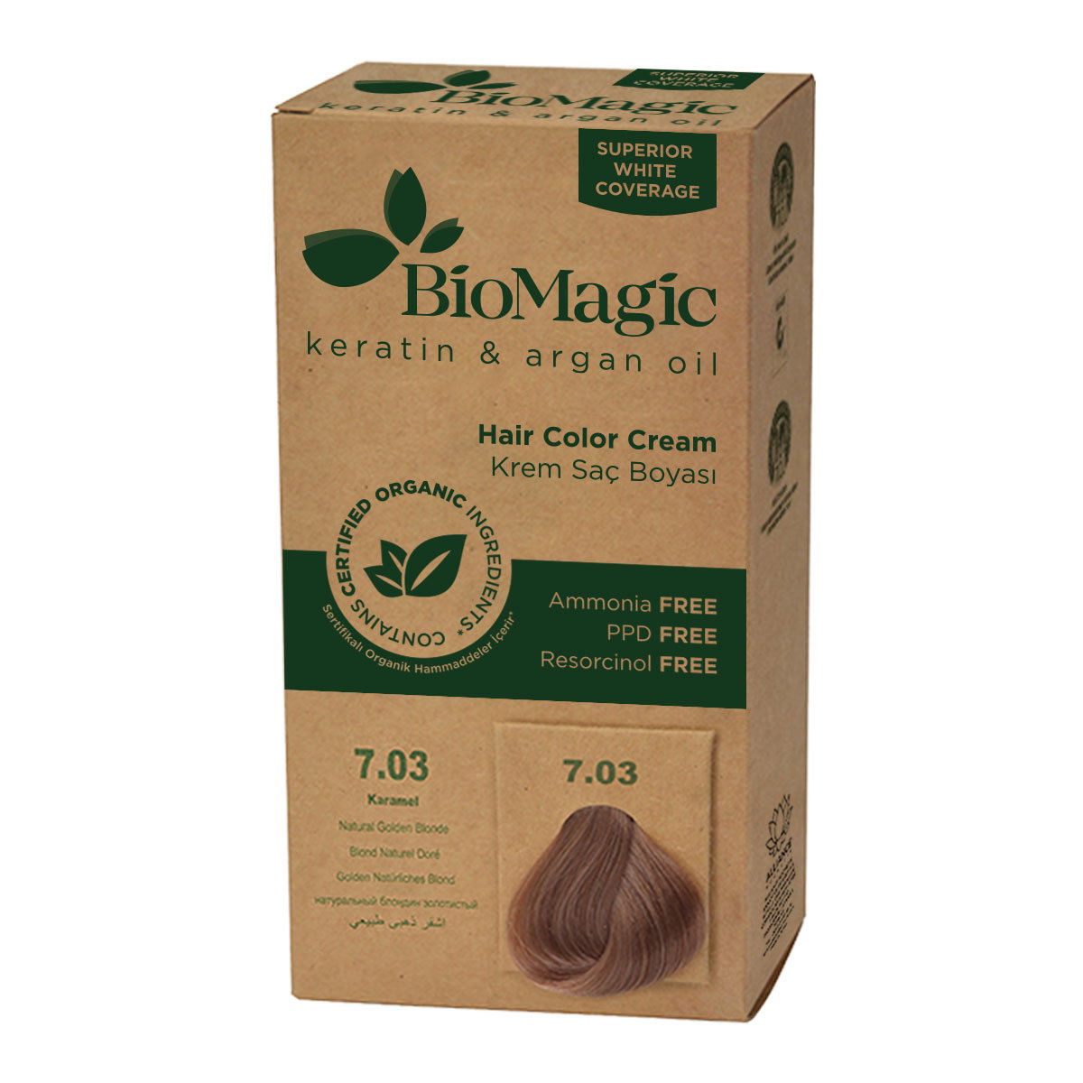 Biomagic, Biomagic, Keratin & Argan Oil, Permanent Hair Dye, 7.03, 250 ml *Tester