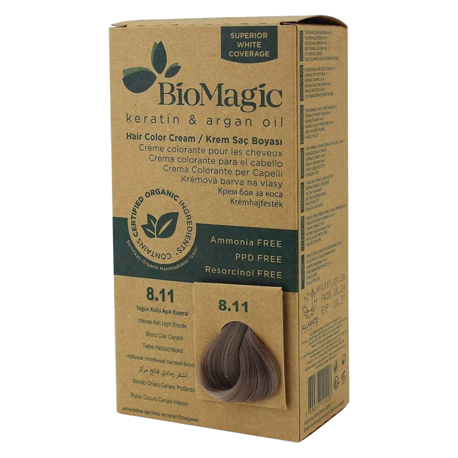 Biomagic, Biomagic, Keratin & Argan Oil, Permanent Hair Dye, 8.11, 250 ml *Tester