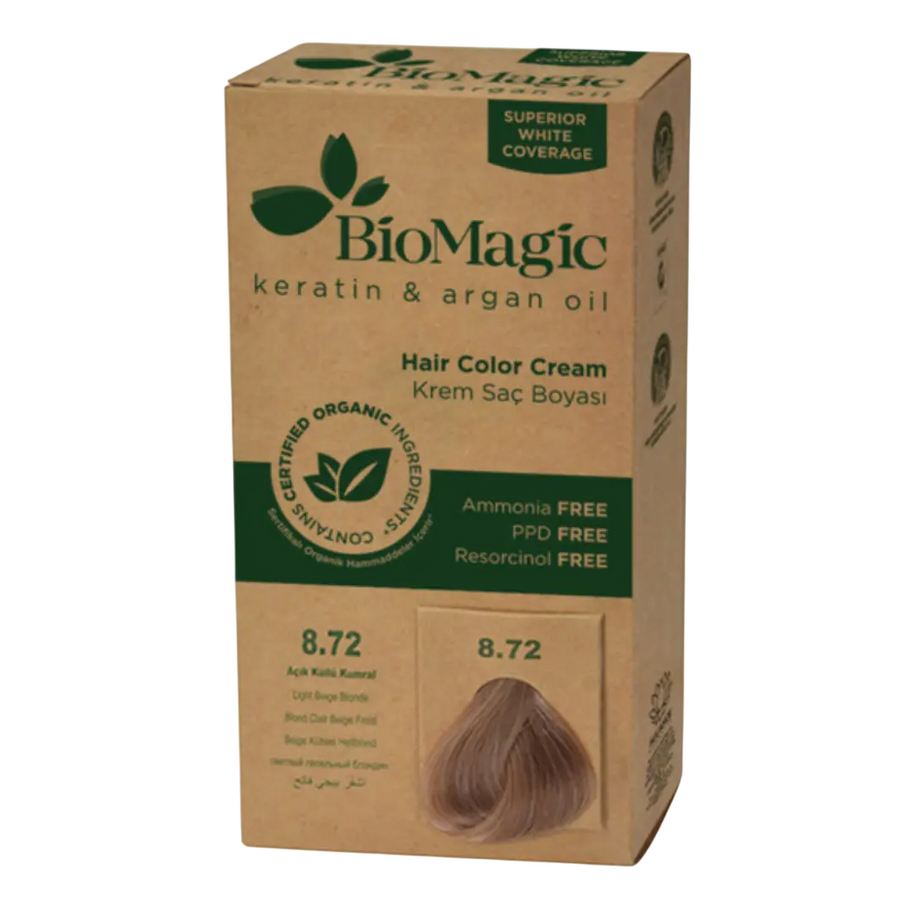 Biomagic, Biomagic, Keratin & Argan Oil, Permanent Hair Dye, 8.72, 250 ml *Tester