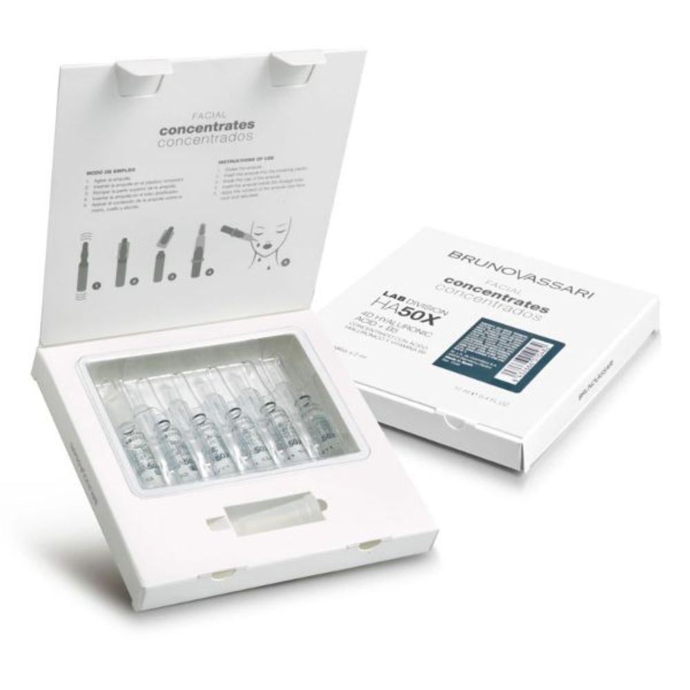 Set, Bruno Vassari, HA50X, Hyaluronic Acid, Hydra-Θρεπτικό, Ampoules Treatment Ορός Προσώπου, Γυναικείο, 6 pcs, 2 ml