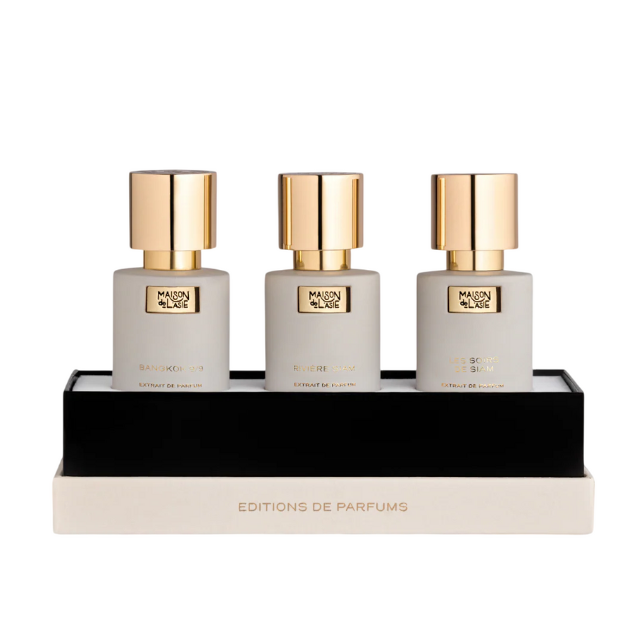 Chapitre 03 Σετ Maison De L'Asie: Bangkok 9/9, Extrait De Parfum, Unisex, 15 ml + Les Soirs De Siam, Extrait De Parfum, Unisex, 15 ml + Riviere Siam, Extrait De Parfum, Unisex, 15 ml