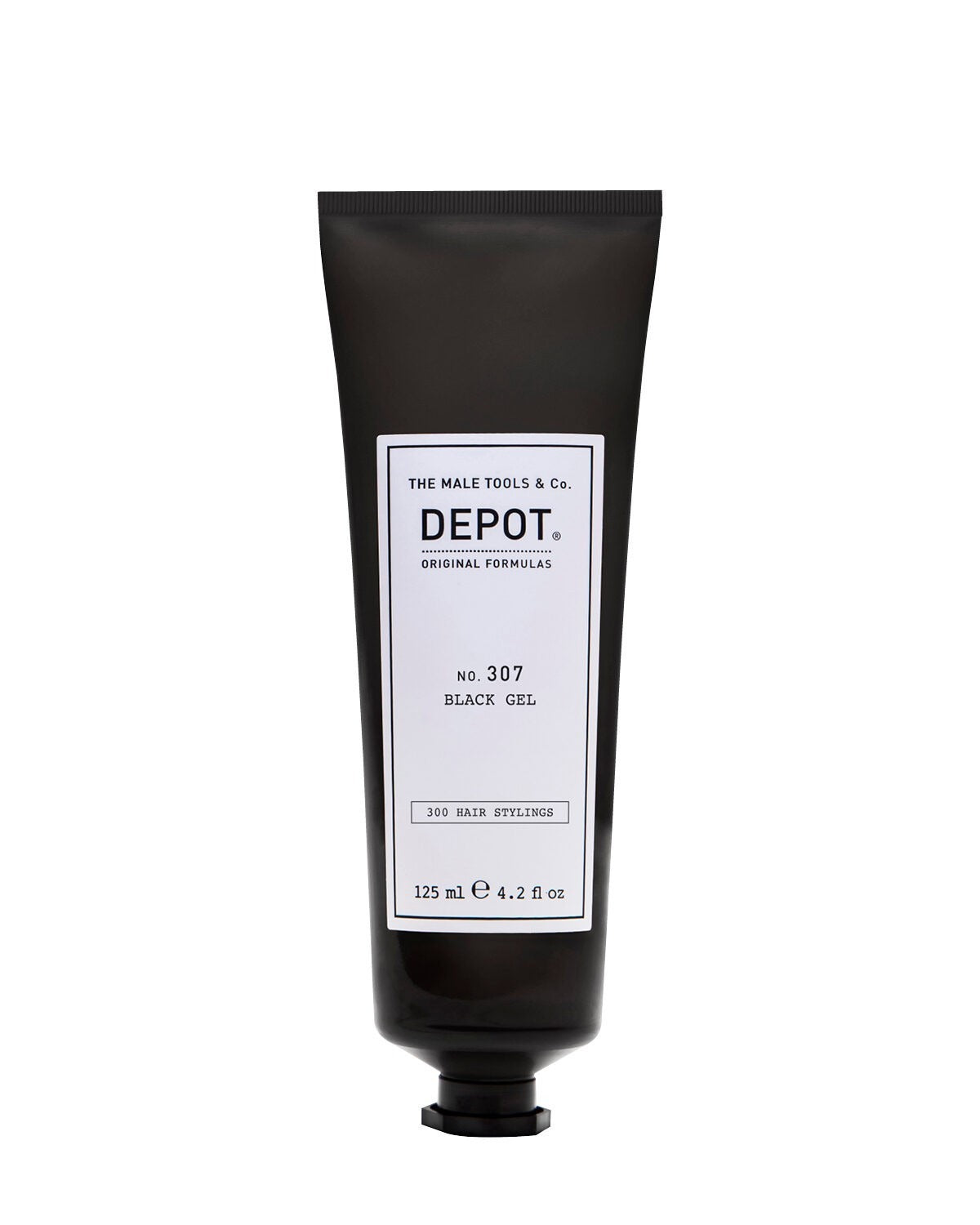 Depot, 300 Hair Stylings No. 307 Black, Botanical Complex, Gel Styling Μαλλιών, Temporary Coverage & Volume, Medium Hold, 125 ml