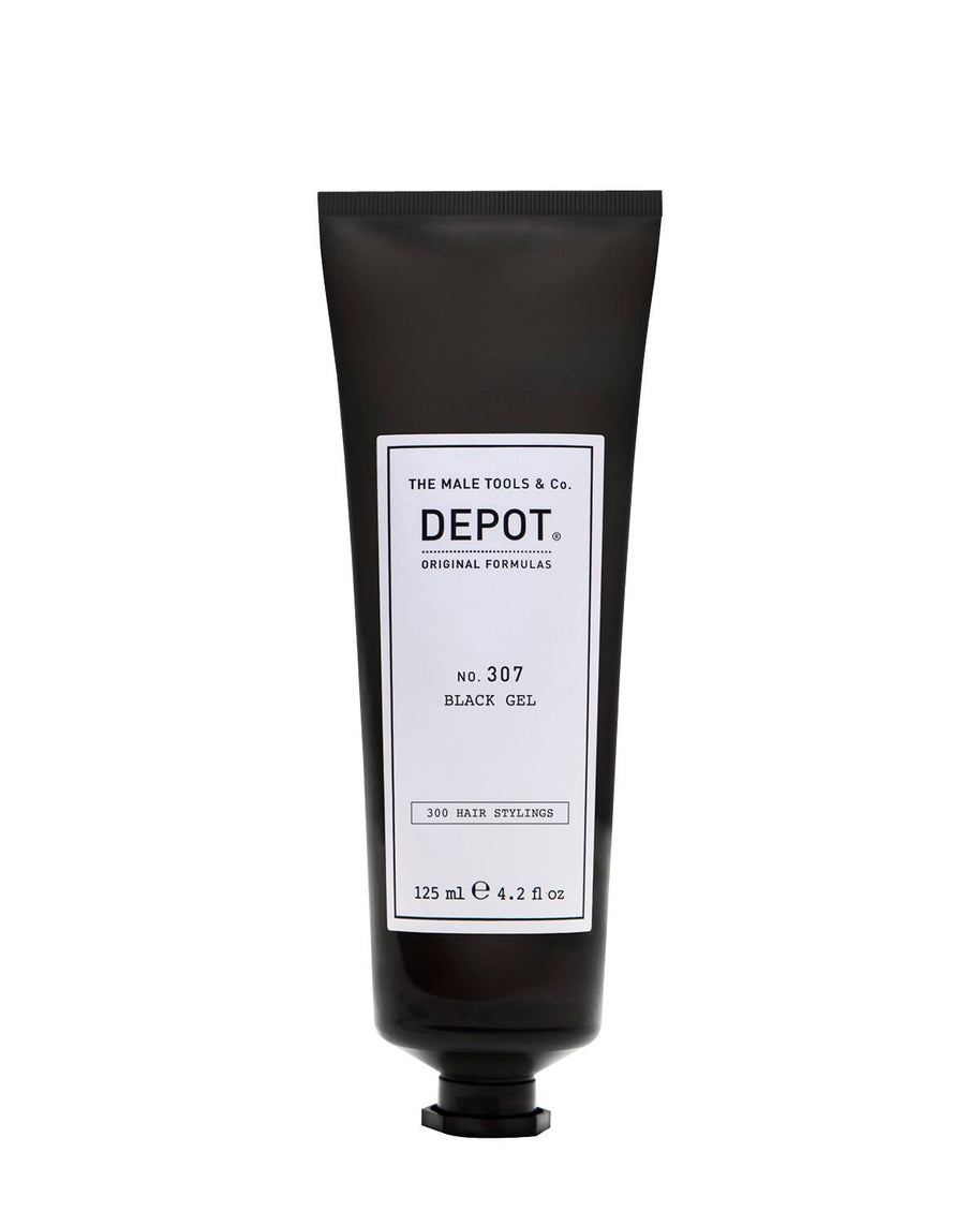 Depot, 300 Hair Stylings No. 307 Black, Botanical Complex, Gel Styling Μαλλιών, Temporary Coverage & Volume, Medium Hold, 125 ml
