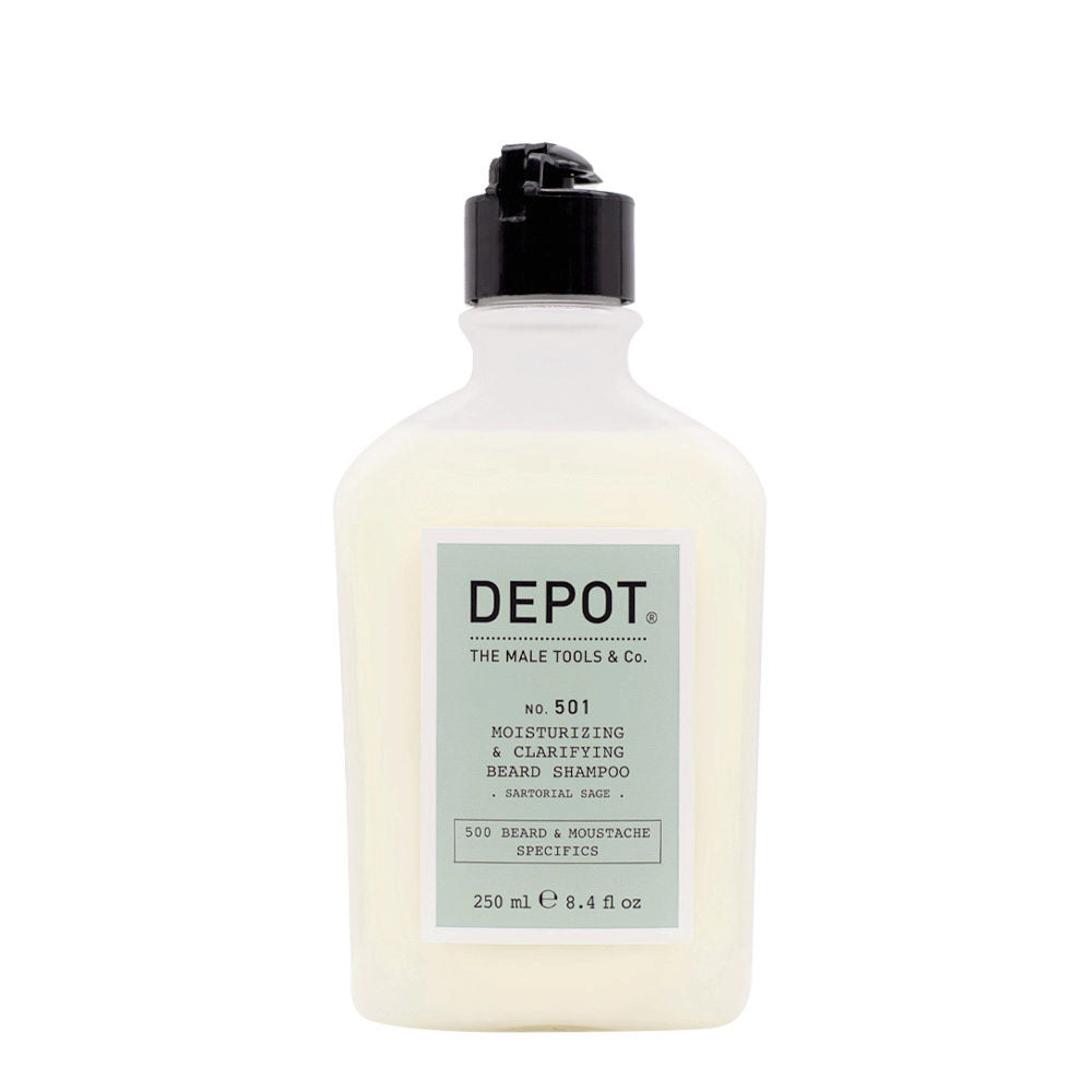 Depot, 500 Beard & Mustache Specifics No. 501, Beard Σαμπουάν, Ενυδατικό & Clarifying, 250 ml