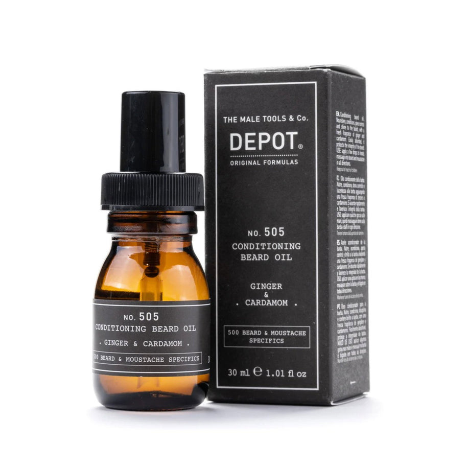 Depot, 500 Beard & Mustache Specifics No. 505, Λάδι για Γένια, Ginger & Cardamom, For Shine & Softness, 30 ml