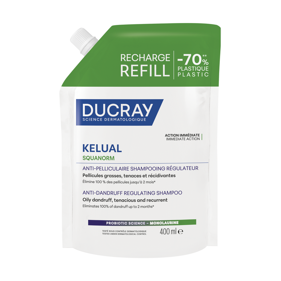 Ducray, Kelual Squanorm, Hair Treatment Σαμπουάν, Κατά της Πιτυρίδας, For Scalp With Oily Dandruf, Refill, 400 ml