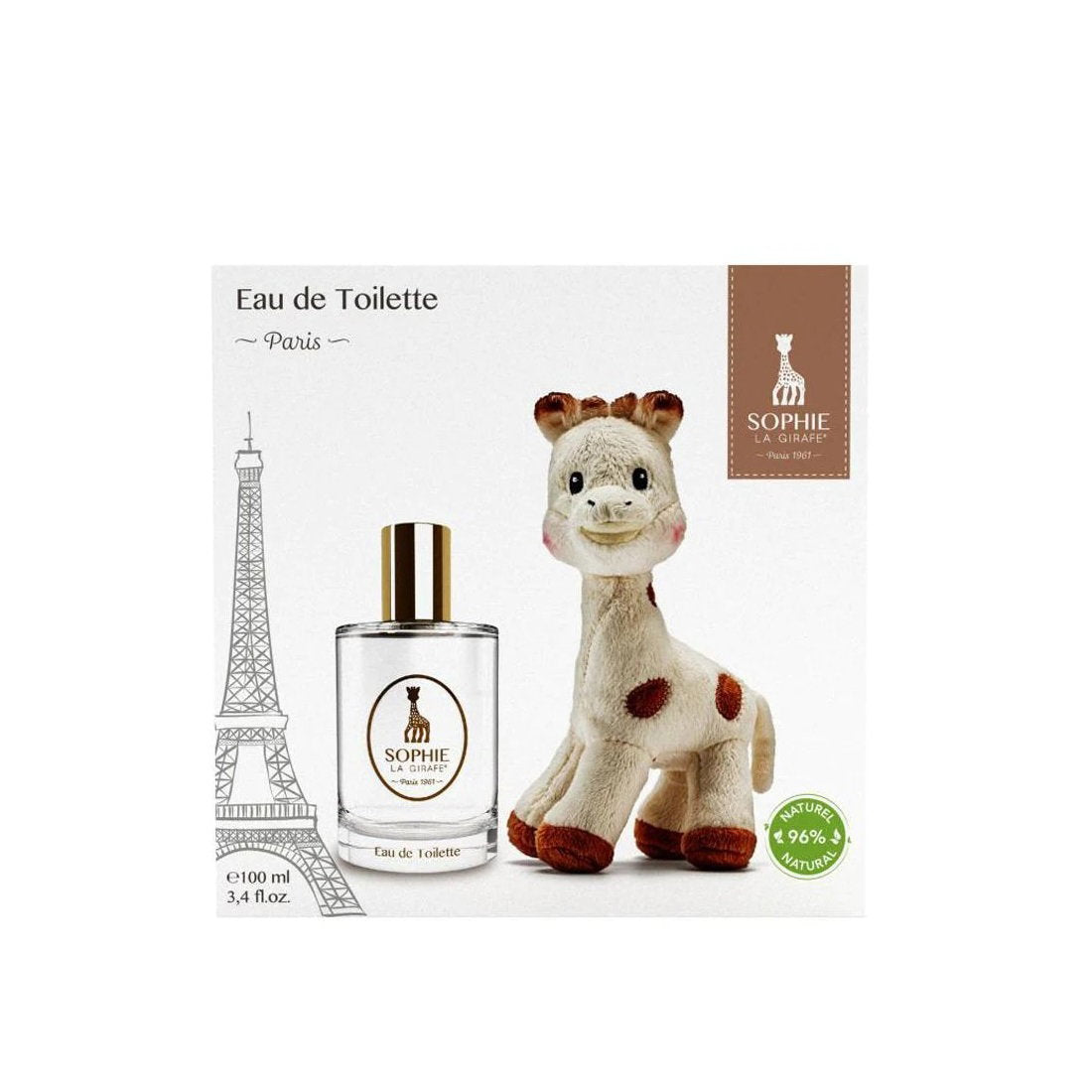 Gift Box Set Sophie la Girafe: Sophie La Girafe, Giraffe, Collectible Plush Toy, 0+ months + Paris, Eau De Toilette, Αγορίστικο, 100 ml
