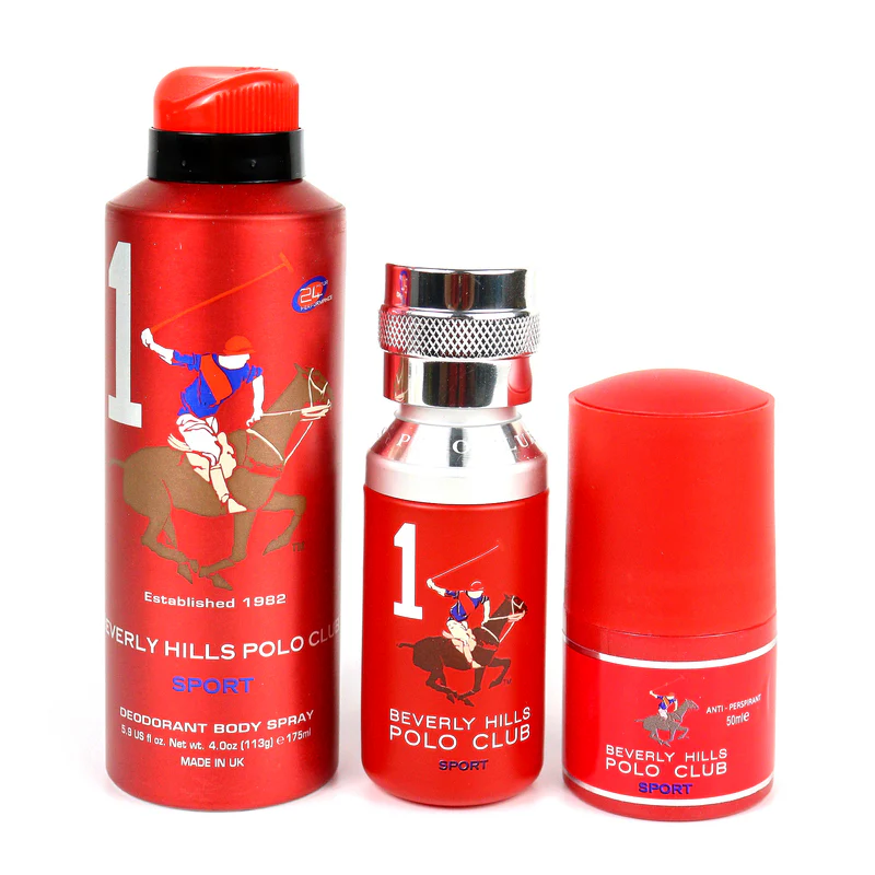Gift Set Beverly Hills Polo Club: 1982 - Sport 1, Eau De Toilette, Ανδρικό, 50 ml + 1982 - Sport 1, Αντιιδρωτικό Αποσμητικό Spray, Ανδρικό, 175 ml + 1982 - Sport 1, Αντιιδρωτικό, Αποσμητικό Roll-On, Ανδρικό, 50 ml