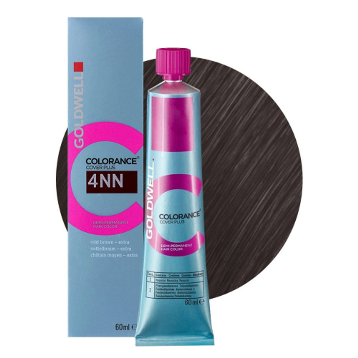 Goldwell, Colorance, Demi-Μόνιμη Βαφή Μαλλιών, 4NN Intense Medium Brown, 60 ml
