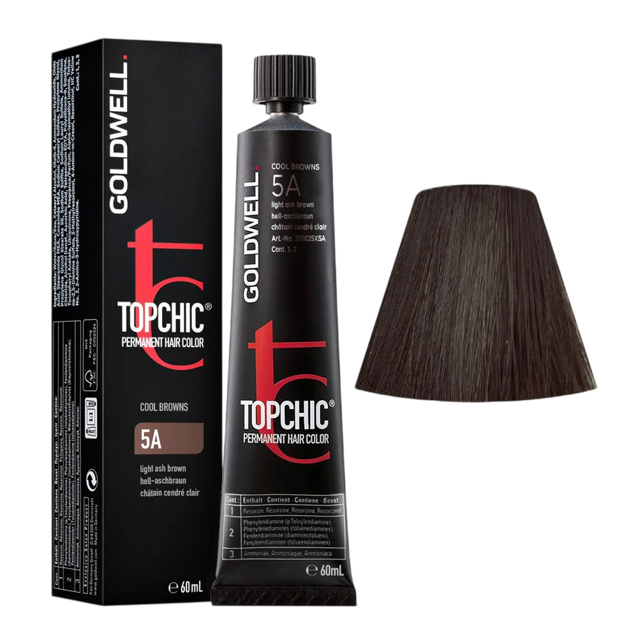 Goldwell, Topchic Naturals, Μόνιμη Βαφή Μαλλιών, 5A Light Ash Brown, 60 ml