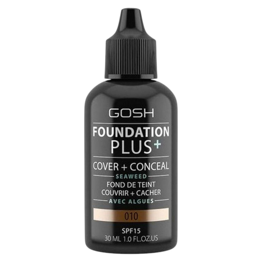 Gosh, Foundation Plus+, Cover & Conceal, Υγρό Foundation, 010, Tan, SPF15, 30 ml