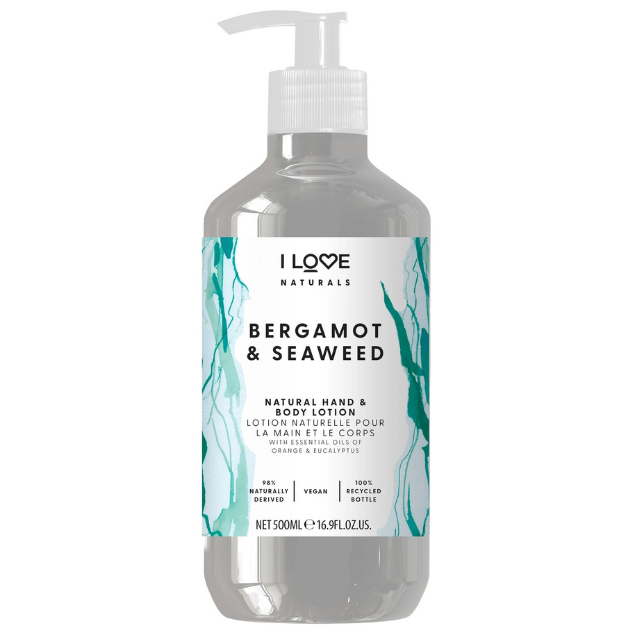 I Love, Naturals Collection, Vegan, Ενυδατικό, Bergamot & Seaweed, Lotion, For Hands & Body, 500 ml