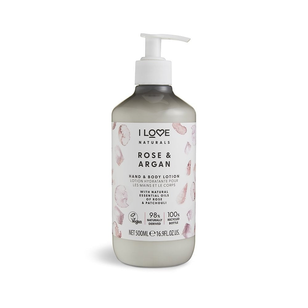 I Love, Naturals Collection, Vegan, Ενυδατική, Rose & Argan, Lotion, For Hands & Body, 500 ml